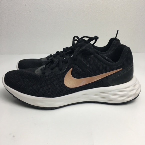 Nike Womens Revolution 6 Running Shoes Black Rose Gold 8.5 - Picture 4 of 12